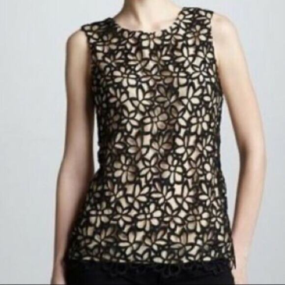 Lela Rose NM x Target Floral Lace Overlay Silk Sleeveless Blouse - Picture 1 of 8